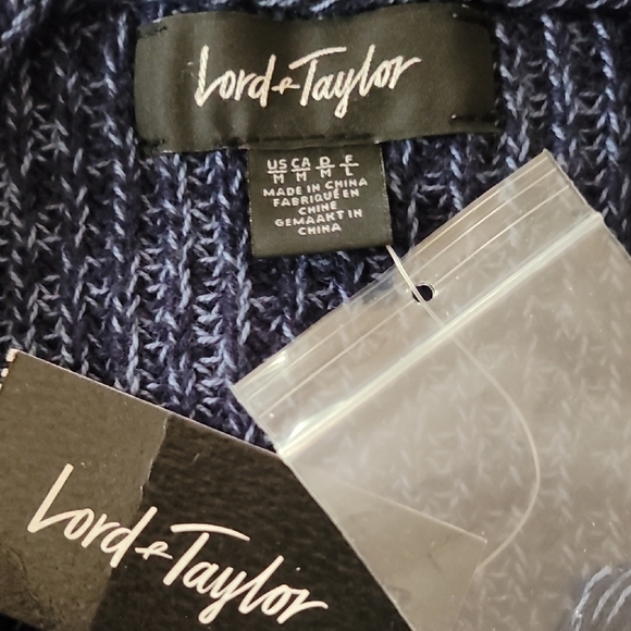 Lord & Taylor Blue Crew Neck Sweater with Ribbed Details - Picture 2 of 4
